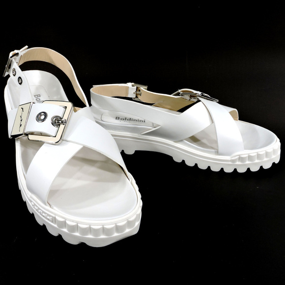 BALDININI WHITE SUMMER FLATS SANDALS